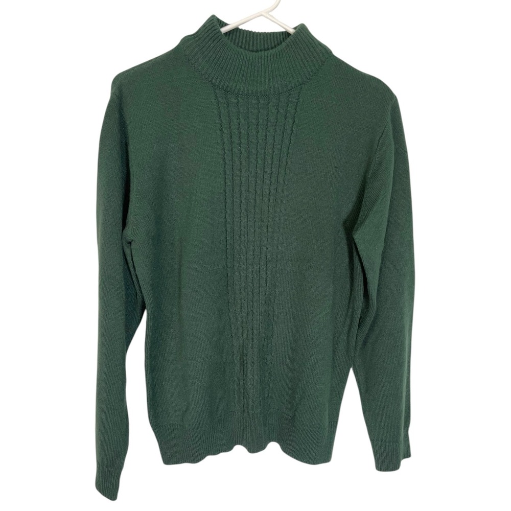 National M Dark Green Mock Neck Sweater Knit Pullover Dark Academia Preppy